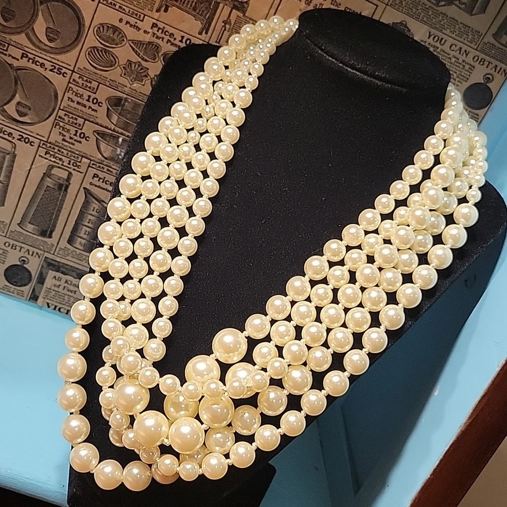 J. Crew Multi Strand Faux Pearl Necklace - Picture 1 of 6